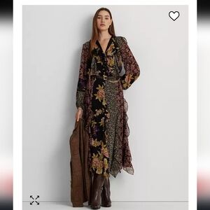 Lauren Ralph Lauren Mixed-Floral Ruffle-Trim Georgette Skirt